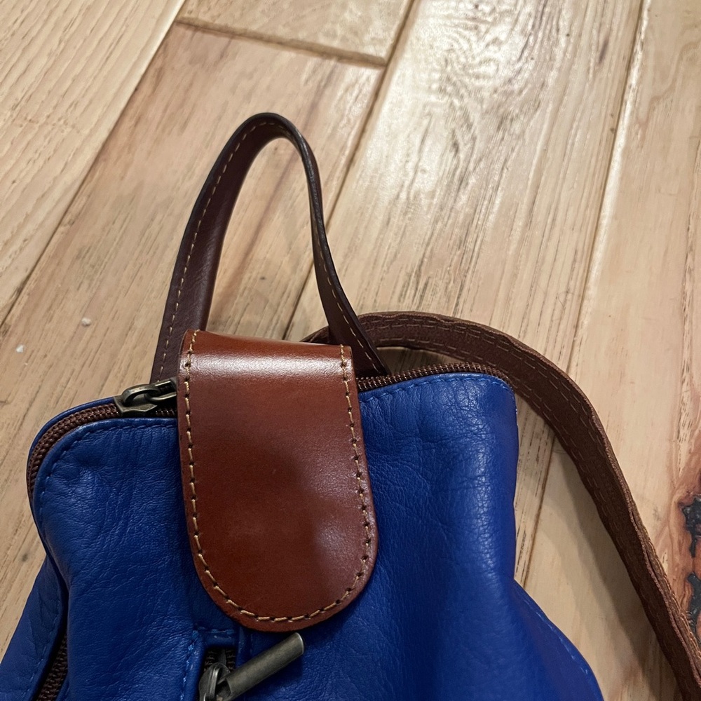 Blue Leather Backpack - image 3
